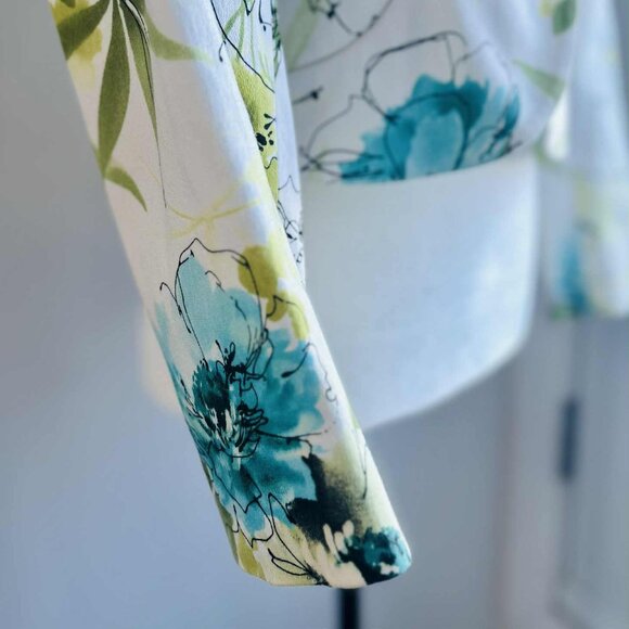 Vintage Simon Chang White Botanical Tailored Jacket with Sculpted Seams – US 4P - Picture 10 of 14